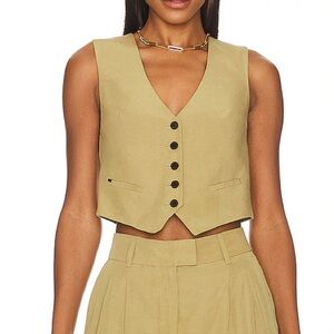 Women’s All Saints Deri Lyn Waistcoat Light Khaki Brown Vest Size 0
